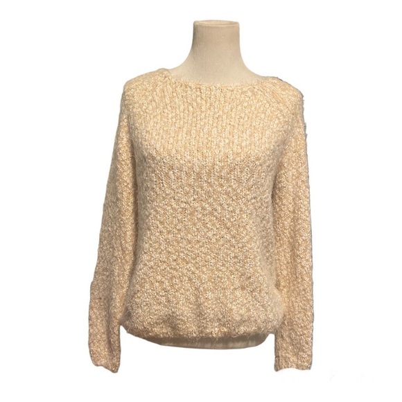 𝅺BUFFALO David BITTON Eyelash Sweater Women’s Medium EUC Cream/White Soft Cozy - Picture 1 of 2